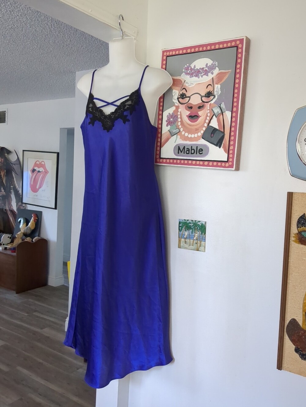 Sm Y2K VTG Jones New York  Slip Dress Silky Satin & Lace Romantic Fairy 90s Sz S